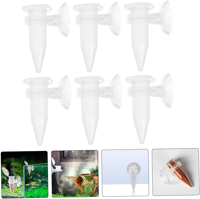 POPETPOP 6Pcs Aquarium Feeder Automatic Shrimp Hatchery with Suction Cup Easy to Use Fish Food Dispenser for Freshwater and Saltwater Tanks Durable and Space Saving Feeding
