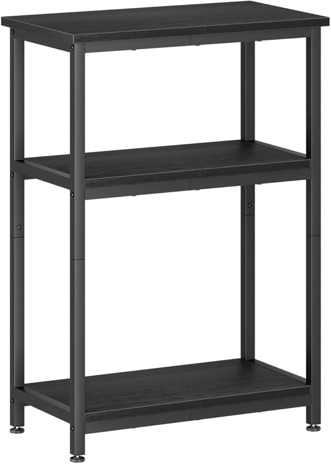 APPOLYN 5-10 Gallon Fish Tank Stand, Metal Aquarium Stand with Storage, 3-Tier Shelf Tank Stand, 10 Gallon Fish Tank Stand with 20.5" L x 11.4" W Tabletop, Black
