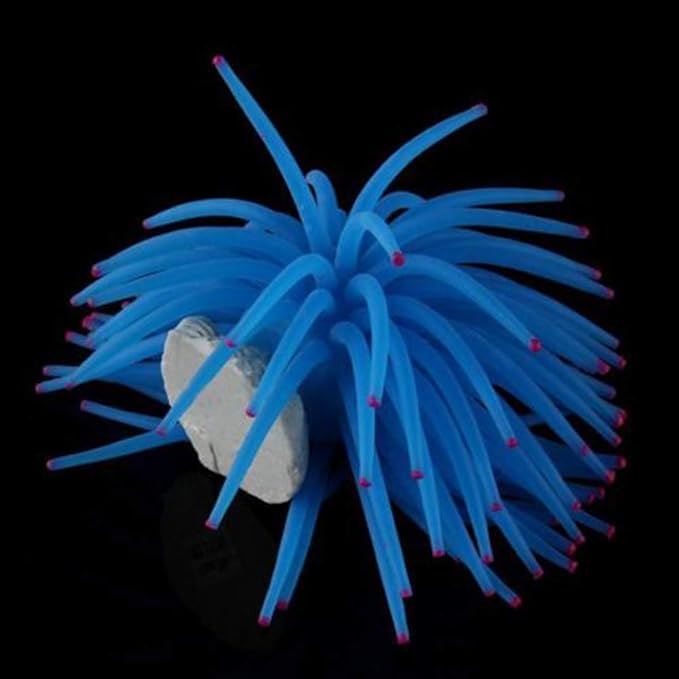 Artificial Soft Anemone Coral Plant for Aquarium Fish Tank Decoration Silicone Aquarium Ornament, Blue