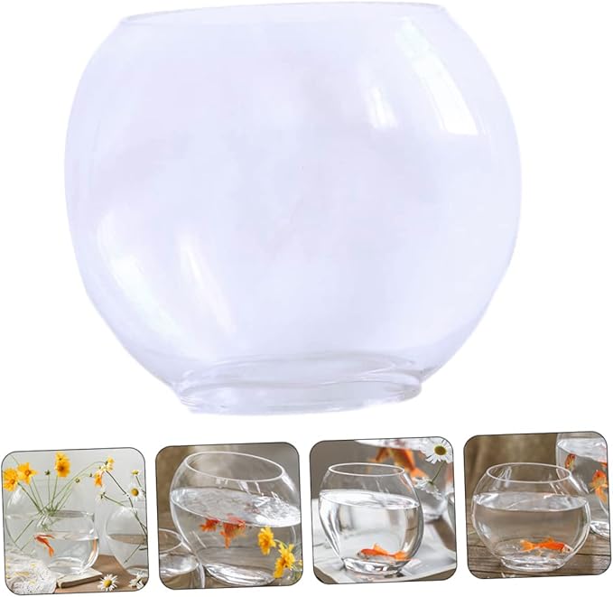 Transparent Fish Tank Desktop Aquarium Delicate Shape for Home Office Decor Space-Saving Design for Betta Fish