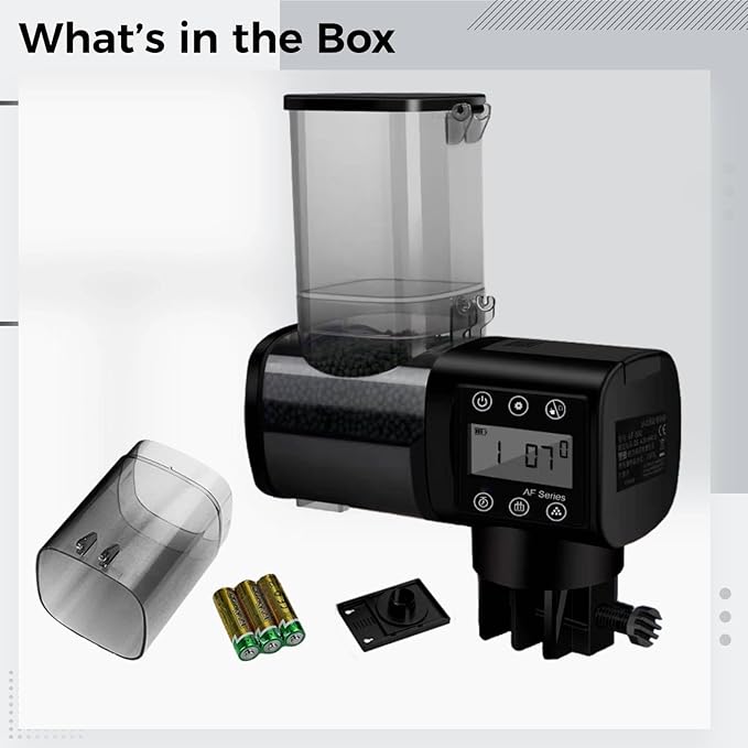 ≤3Mm Pellet Food Automatic Fish Feeder, 8.45 Oz/250 Ml Auto Dispenser, with Timed Feeding, Dual Mount, Battery Powered