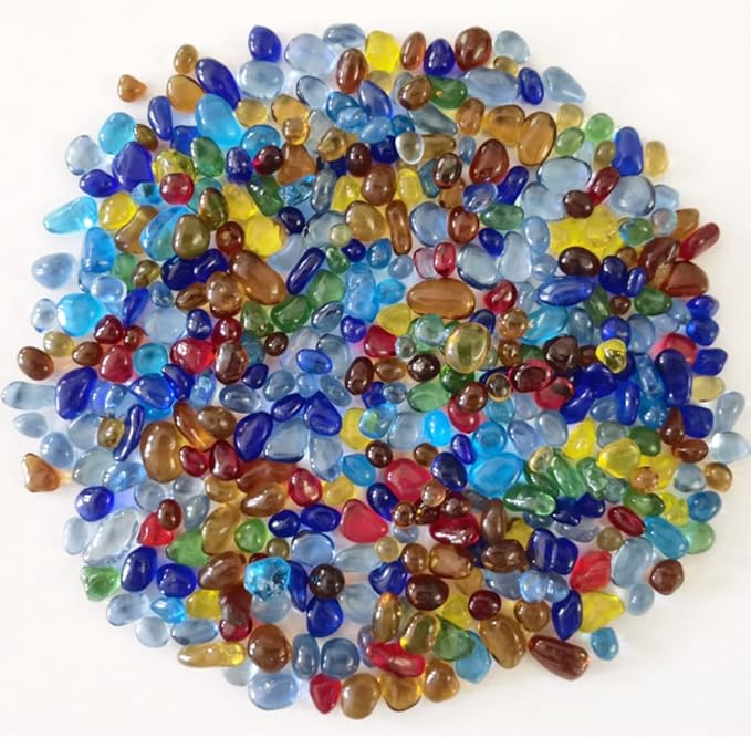 Keedolla 5 LB Glass Fish Tank Gravel Aquarium Betta Bowl Fish Tank Rocks Gems Marbles Pebbles Gravel with No Clear Stones - Colorful