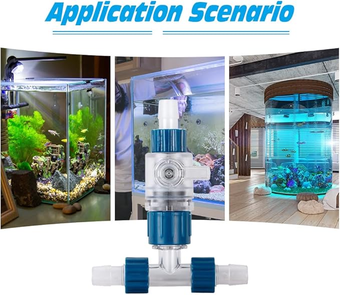 MiOYOOW Aquarium Hose Valve, 3-Way Aquarium Filter Connector Fish Tank Hose Adapter with Quick Release for 12MM/16MM/20MM Water Pipe