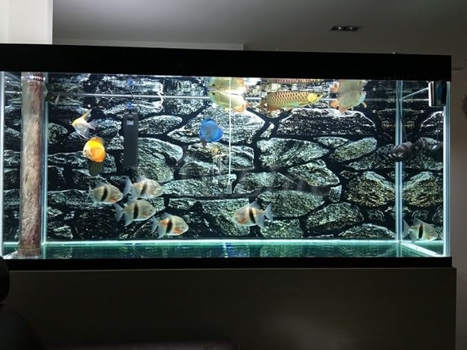 VIP. LINE Brown Stone Texture Aquarium Reptile Background Poster for Snake Fish Tank Backdrop Sticker Selfadhesive (72" x 30"/ 183 x 76cm)