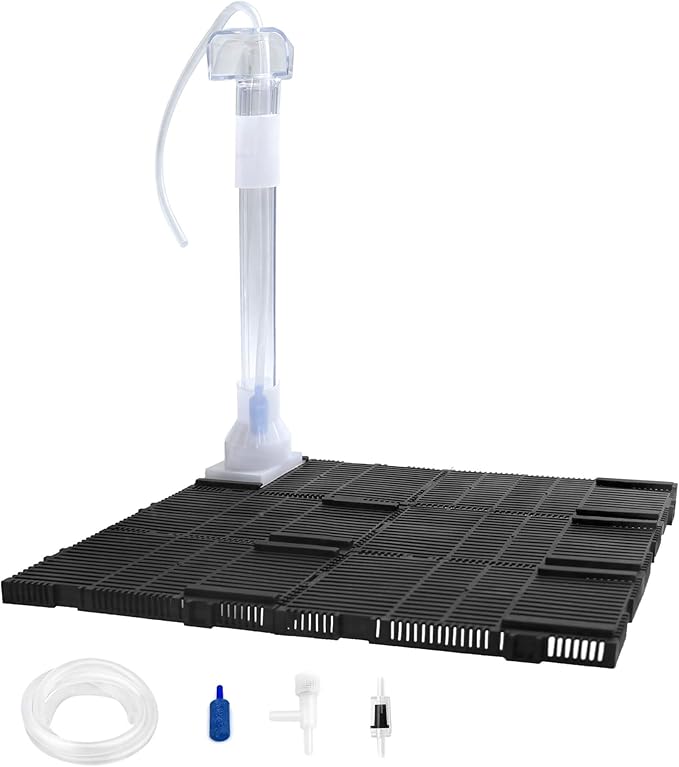 Undergravel Filter System for 5 Gallon Fish Tank, Air-Driven Biofiltration Aquarium Filter Kit with 6 Modular Plates & Adjustable Lift Tube, Cut-to-Fit Under Gravel System for Clear Water