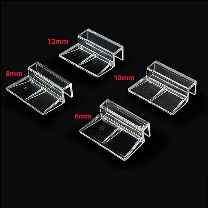 40 Pcs Fish Tank Lid Acrylic Holders – Secure Bracket Support for Rimless Aquarium Glass(Clip Width 12mm)