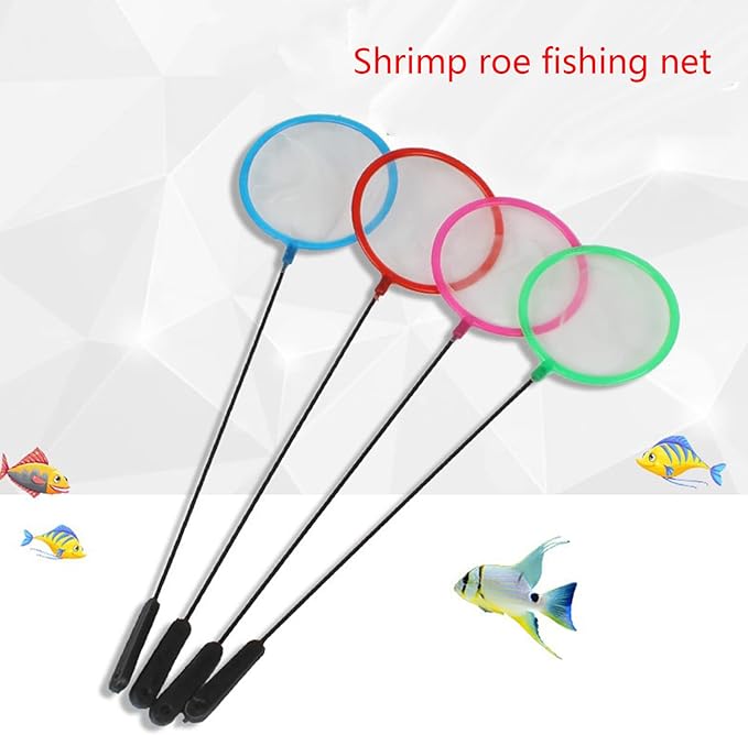 Fish Net for Fishing 3 Inch Fine Net Small Skimmer Aquarium Accessories for Fish and Shrimps Long Handle