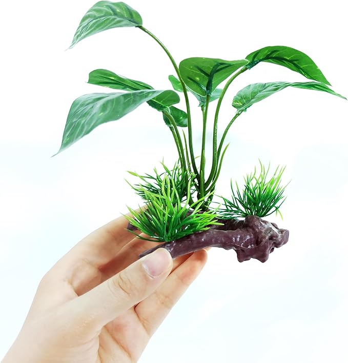 3PCS Reptile Artificial PlantsTerrarium Plants Aquarium Plants Decorations for Amphibian Habitat Decor