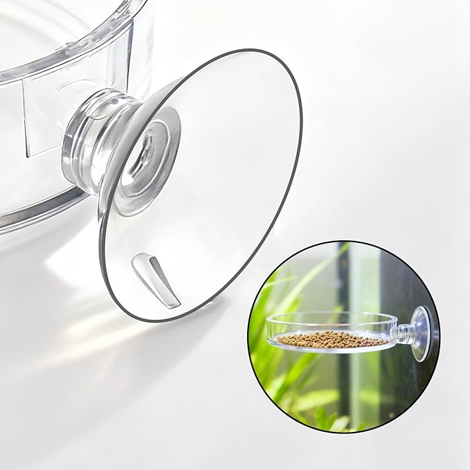 2 Pcs 60mm Fish Tank Feeder Dish, Clear Acrylic Aquarium Shrimp Feeder Dish with Suction for Aquarium Tanks Feeding