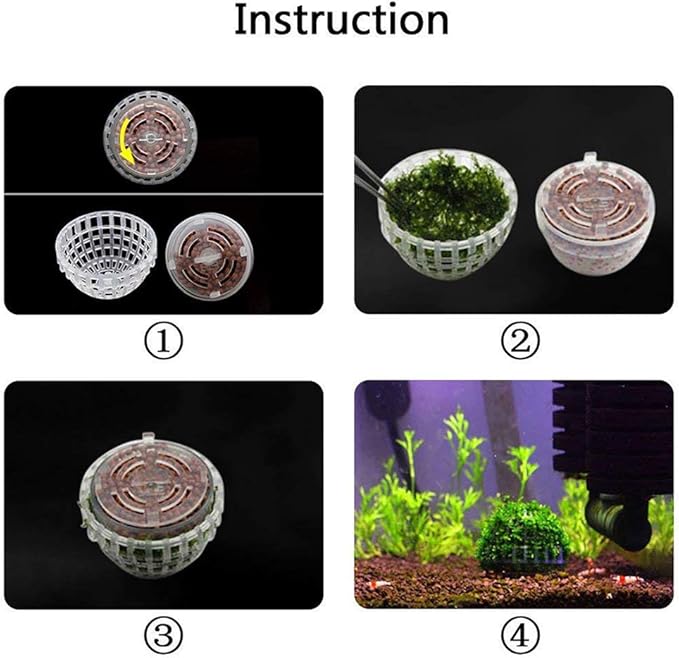 Yohii Dahszhi 2Pcs Plastic Aquarium Shrimp Fish Tank Moss Ball Holder Plant Shaping Filter(G6.71)