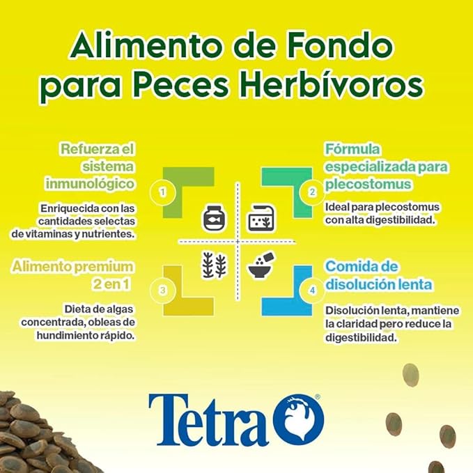 Tetra PRO PlecoWafers 2.12 Ounces, Nutritionally Balanced Vegetarian Fish Food, Concentrated Algae Center, Golds & Yellows, Model Number: 16447