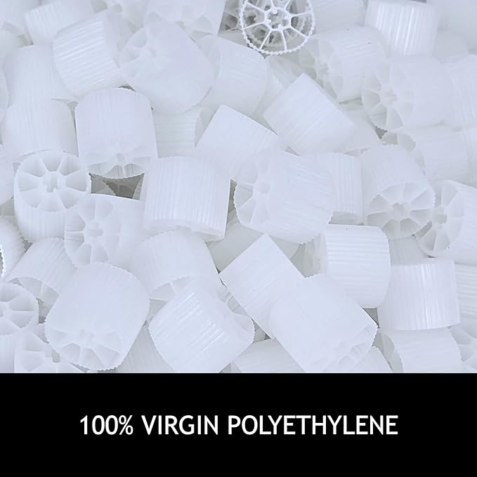 Moving Bed Bio Filter Media - 20mm, White, for Koi Ponds, Aquariums, Aquaculture, Aquaponics (100 pcs)
