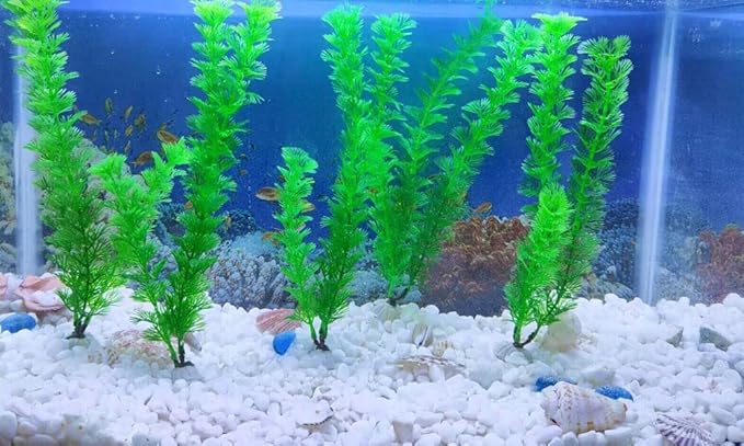 AQUANEAT Fish Tank Plants Plastic, Aquarium Decorations, 10Inch Tall Fake Accessories, 10packs