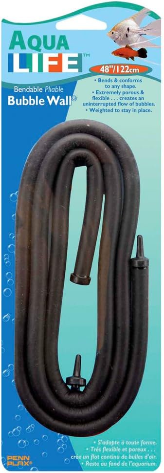 Penn-Plax Aqua Life Bendable Bubble Wall Air Diffuser - Flexible Porous Weighted Tube for Freshwater or Saltwater Tanks - Customizable Aquarium Bubble Wall with Full-Length Oxygen Circulation, 48 inch