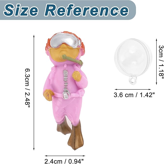 Diver Aquarium Decorations, Floating Diver Fish Tank Decorations, Floating Cartoon Diver Decor, Fun Floating Fish Decoration, PVC Diver Decoration, Purple, 1 Set