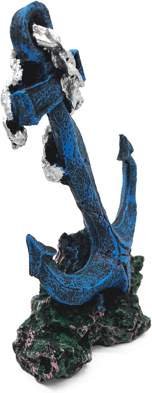 J-star Aquarium Anchor Decor, Realistic Ship Anchor Ornament for Fish Tank, Resin Underwater Decoration for Freshwater & Saltwater