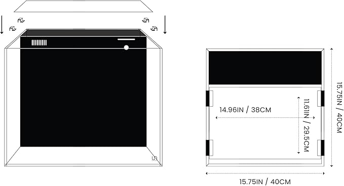 Ultum Nature Systems Rimless Aquarium Lid - Ultra Clear Frameless Cover for Glass Tanks - 40A Dual AIO (Lid + Clips)