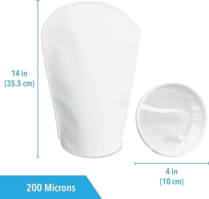 JOR Filter Sock 200 Micron, Double Stitched Machine Washable and Reusable, Extends Life of Filter System, Good for the Planet, Improves Aquarium Pond Water for Energetic Fish, Clear Water, 2 Pack
