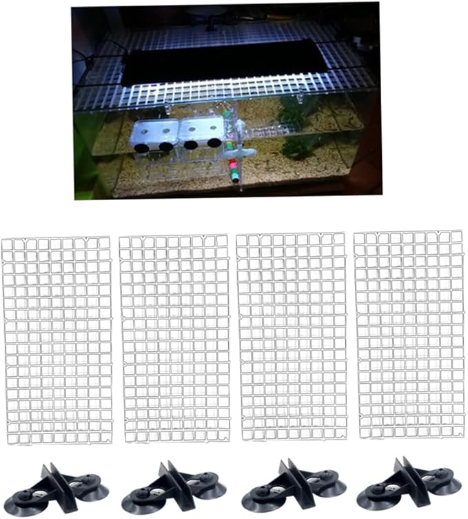 STOBOK 1 Set Fish Tank Divider Panel Aquarium Isolate Board Egg Crate Grid Divider Grid Bottom Drip Tray Cover with Suction Cup for Shrimp Breeding Transparent