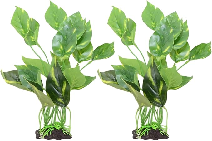 CNZ® 10" Aquarium Fish Tank Green Lifelike Underwater Plastic Plant, 2-Pack