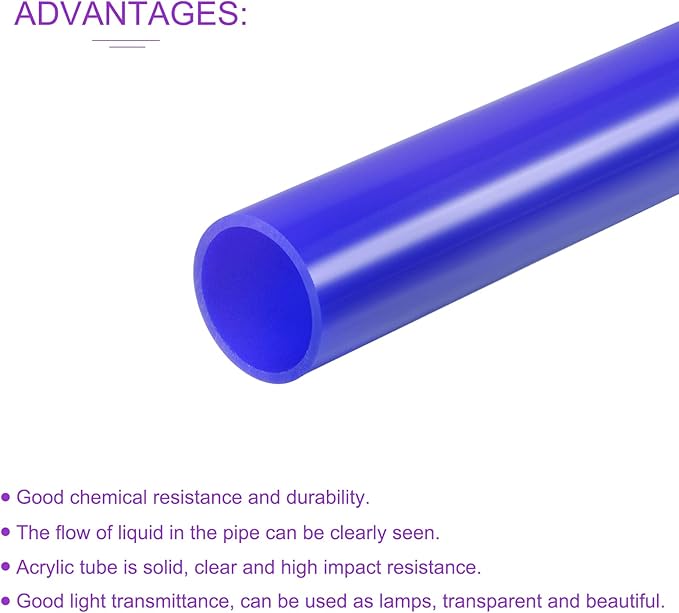 DMiotech 21mm x 25mm 20" Dark Blue Acrylic Pipe Rigid Plastic Tubing for Aquarium Water Pipe, Water Cooling System, Plumbing
