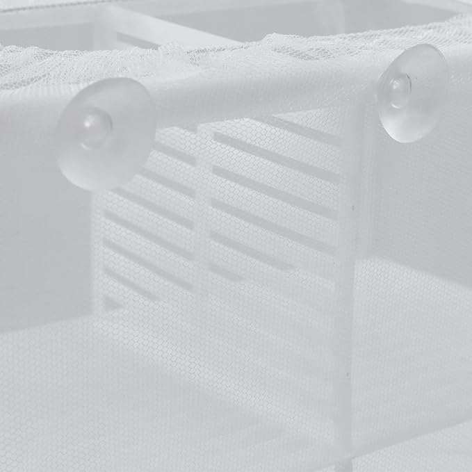 MY MIRONEY 2PCS 10.24" x 5.91" x 5.91" Fish Tank Breeder White Nylon Fish Incubator Mesh Box Aquarium Fish Fry Hatchery Breeder with Suction Cups (with Divider)
