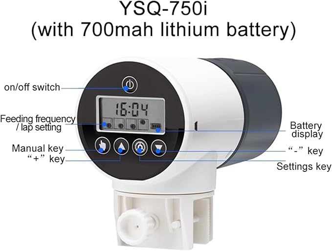 Automatic Aquarium Feeder Intellint Timing Feeder Fish Tank Gold Fish Feeder Lar Capacity Smart LCD Display Dispenser(740)