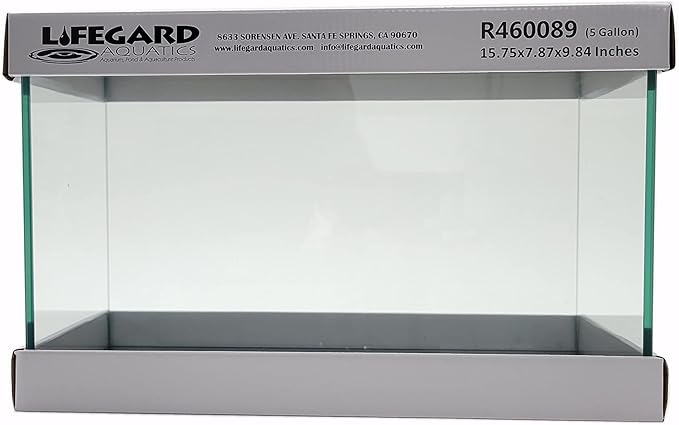 Lifegard Aquatics 5 Gallon Rimless Aquarium, Clear Glass, Ultra Clear Sealant Fish Tank, 5mm Thick with Dense Leveling Mat for Freshwater/Marine, Home or Office Decor (15.74"x7.87"x9.84")