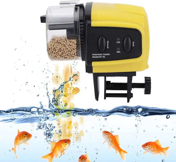 Portable Digital Automatic Electric Plastic Timer Feeder, Fish Aquarium Feeder, Feed Amount with Two Installation Ways, ABS Material for and