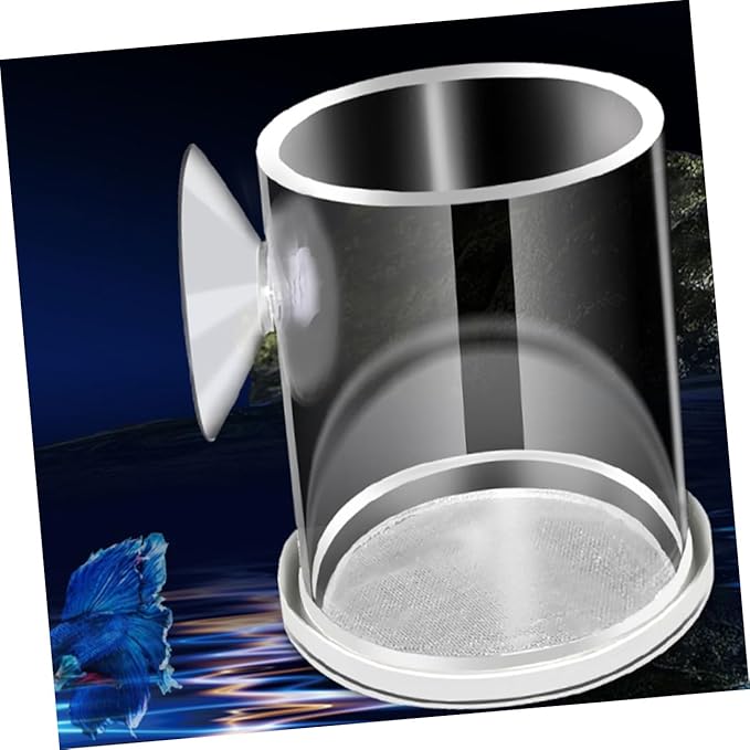 TOYANDONA Acrylic Aquarium Fish Feeder with Suction Cup 30mm Filter Mesh Feeding Ring for Small Fish Tank Automatic Feeding Accessory for Guppy