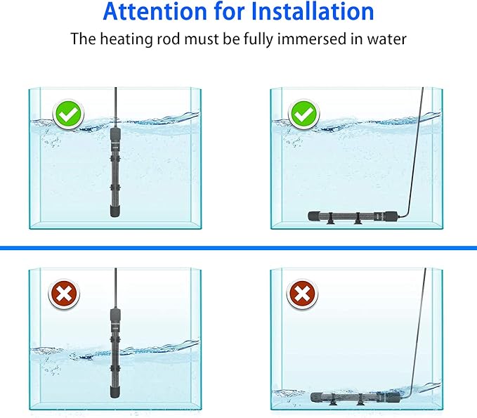 YOFOTHS Adjustable Mini Aquarium Heater 10-20 Gallons Submersible Small Fish Tank Heater 100W Digital Display Thermostat External Temperature Controller (100W)
