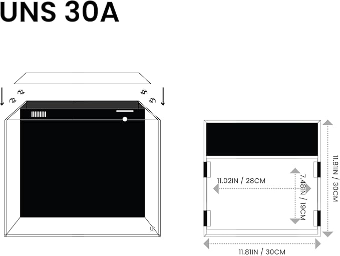 Ultum Nature Systems Tank Lid for Rimless Aquariums - Ultra Clear Glass Cover With Clips - 30A Dual AIO