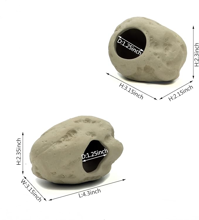 ALEGI Aquarium Decoration Rock Caves for Fish Tank, Ceramic Betta Fish Tank Accessories Hideout, Cichlid Stackable Cave Hiding (3 Small & 3 Medium)