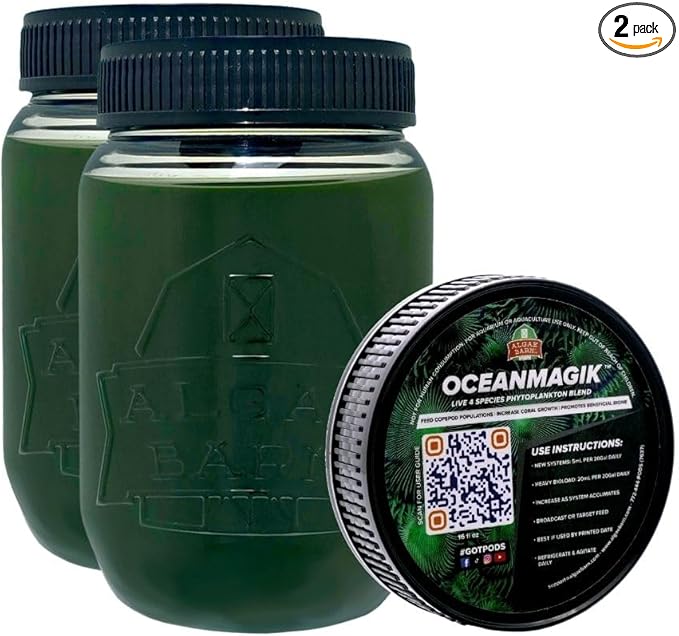 OceanMagik Live Phytoplankton Blend - Tetra x Nanno x Iso x Thal Phyto Food for Coral and Copepod (32oz)