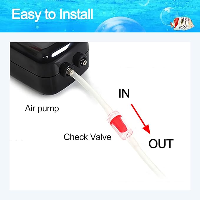 DeKago Aquarium Air Check Valve - Non-Return One Way Air Valve Red Clear Plastic Check Valve for Aquarium Air Pump Perfect for Fish Tank Aerator 10PCS