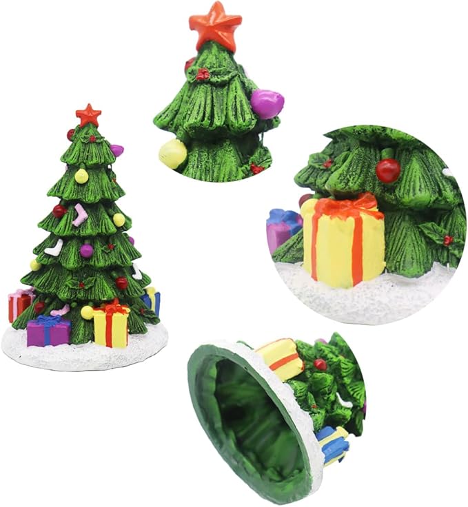 Ulifery Christmas Tree Aquarium Ornament Christmas Fish Tank Decorations for Betta Hiding 3-20 Gallon Tank, Green