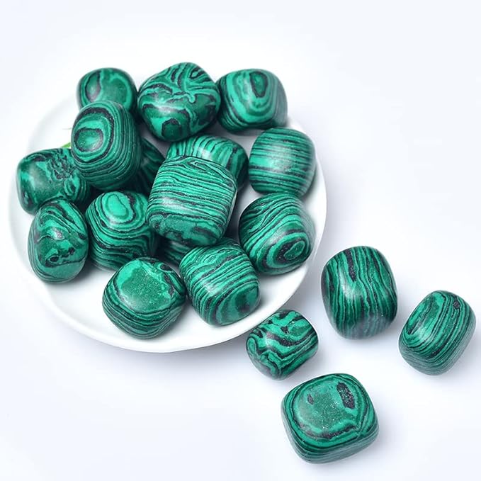 Natural Crystal Rolling Stone 27 Color Gravel Specimen Square Polished Stone Aquarium Fish Tank Home Decor,Malachite,100g