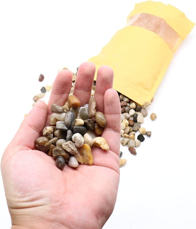 Rocks for Plants. Mixed Color Decorative Pebbles. 1/5 Inch 10 lbs. for Garden, Landscaping, Indoor, Vase fillers, Crafting, Succulents, pots, Plants (Mini, Mixed Color, 10)