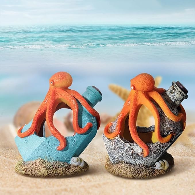 Generic Aquarium Landscaping Octopus Decoration, Fish Tank Decor Ornament, Realistic Octopus Resin Crafted for Shrimp Crab to Rest/Breed/Hiding Caves Hideout (Grey), Gray
