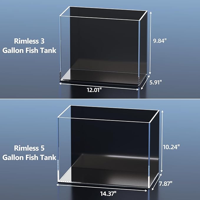 5 Gallon Fish Tank Aquarium Kit with HOB Filter, LED Light with Timer, Lid, Siphon Vacuum Cleaner, Self Cleaning Glass Rimless Betta Tank