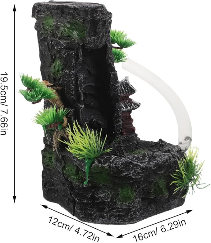 SHINEOFI Resin Aquarium Mountain Rock with Sand Waterfall Fish Tank Decoration Hideout Small Size Indoor Aquatic Landscape Ornament for Freshwater and Goldfish Tanks