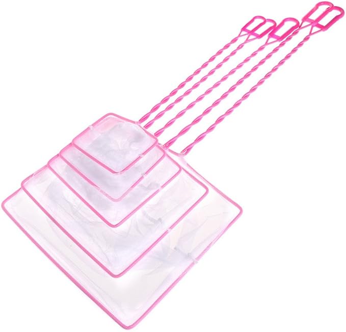 Fishing Tank Net Plastic Soft Square Mesh Fish Shrimp Capture for Aquarium Tools Pink Rectangle 4