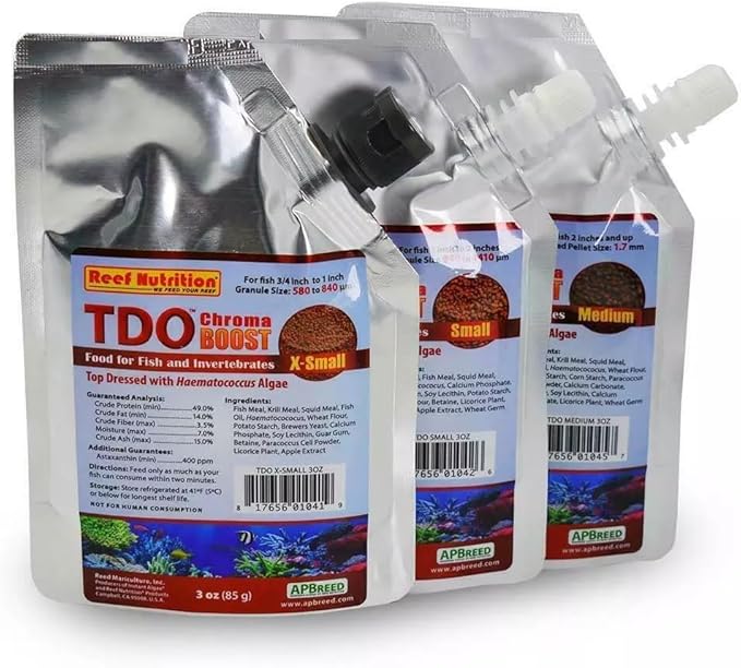 TDO Chroma Boost 3 Oz Reef Nutrition Pellet Aquarium Fish Food (Value Pack - 3 OZ Small Medium Extra Small)