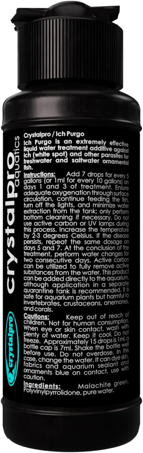 Crystapro Ich Purgo - White Spot Cure - Ich - Ick Treatment - Effective and high Concentration 4.2 Oz (125ml)