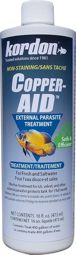 Kordon Copper-AID External Parasite Treatment for Aquarium Fish – Cures Ich, Velvet, and Parasites on Freshwater and Saltwater Fish, 16-Ounces