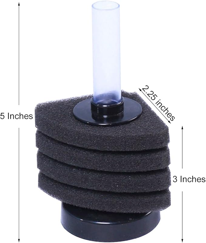 AQUANEAT Aquarium Corner Sponge Filter, for Breeding Shrimp Nano Fish Tanks with Airline Tubing, Valves and Suction Cups, up to 10Gal