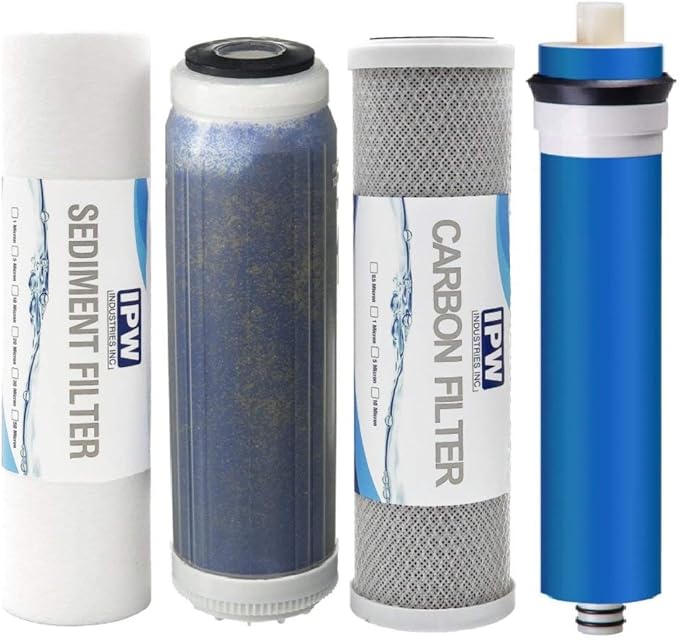 Replacement Water Filter Set for 4 Stage Reef-Aquarium Deionized Reverse Osmosis Water Filter System 100 GPD