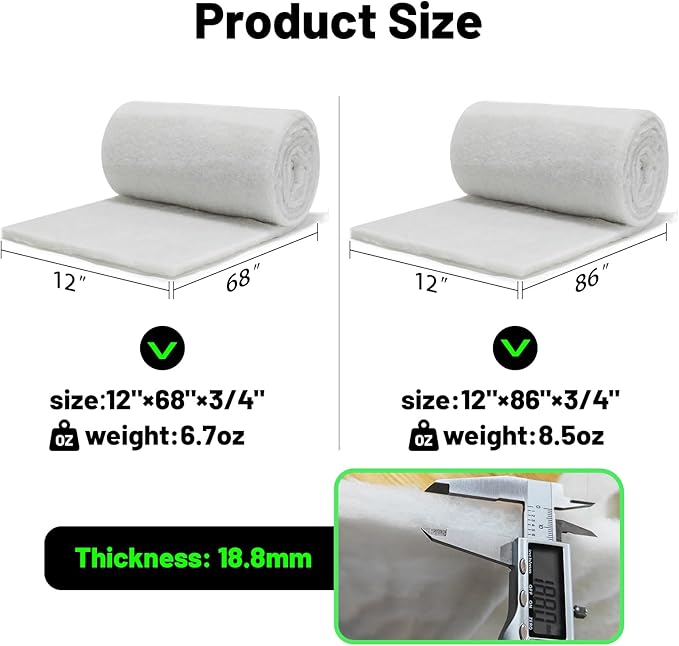 hygger 1'' Thick Aquarium Filter Floss 12"x 68" Poly Fiber Fish Tank Filter Media Water Polishing Filter Pad for Sump Canister Hang On Back Filter Cut to Size