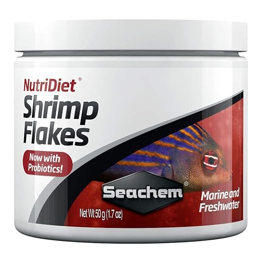 Seachem NutriDiet Shrimp Flakes - Probiotic Fish Food Formula with GarlicGuard 50g