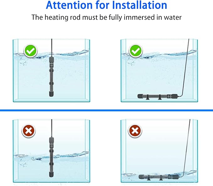 YOFOTHS Adjustable Mini Aquarium Heater 20-40 Gallons Submersible Small Fish Tank Heater 200W Digital Display Thermostat External Temperature Controller (200W)